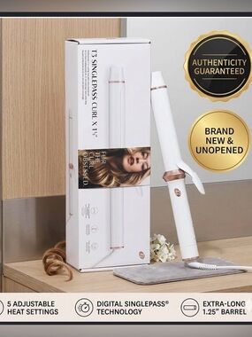 T3 SinglePass Curl X Extra-Long 1.25 inch Barrel Ceramic Curling Iron-NEW in Box